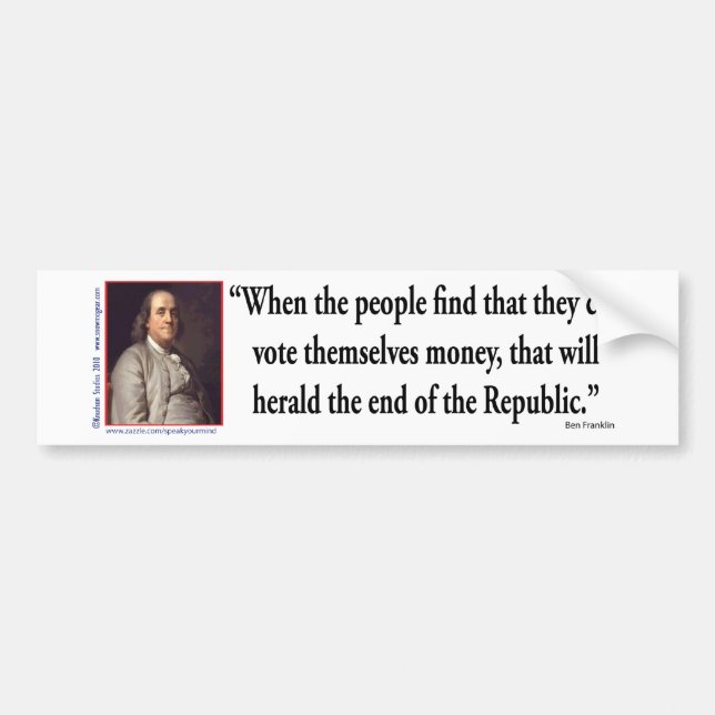 Ben Franklin om demokrati Bildekal (Framsidan)