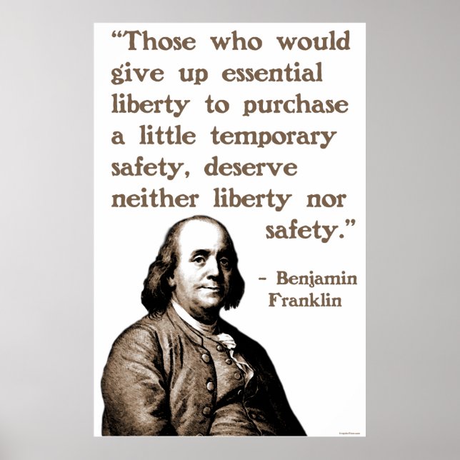Ben Franklin om Liberty and Safety Poster (Framsidan)