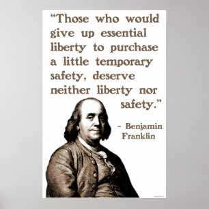 Ben Franklin på frihet och säkerhet Poster