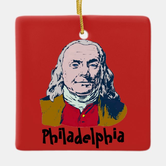 Ben Franklin, Philadelphia, lägg till text Julgransprydnad Keramik (Framsida)