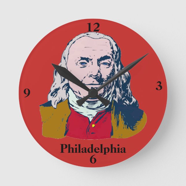 Ben Franklin, Philadelphia, redigera text, Rund Klocka (Framsida)