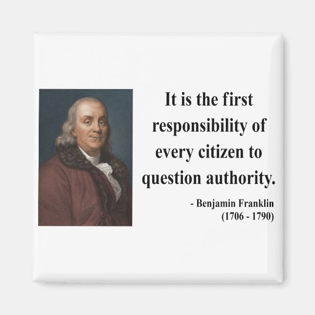 Ben Franklin Quote 3b Magnet (Framsidan)