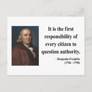 Ben Franklin Quote 3b Vykort