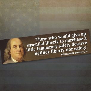 Ben Franklin Quote om frihet och säkerhet Bildekal