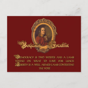 Ben Franklin Quote: Två Vargar och en lampa Vykort