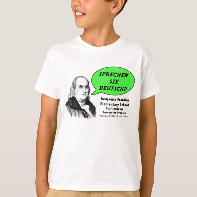 Ben Franklin talar tysk Tee Shirt (Framsida)