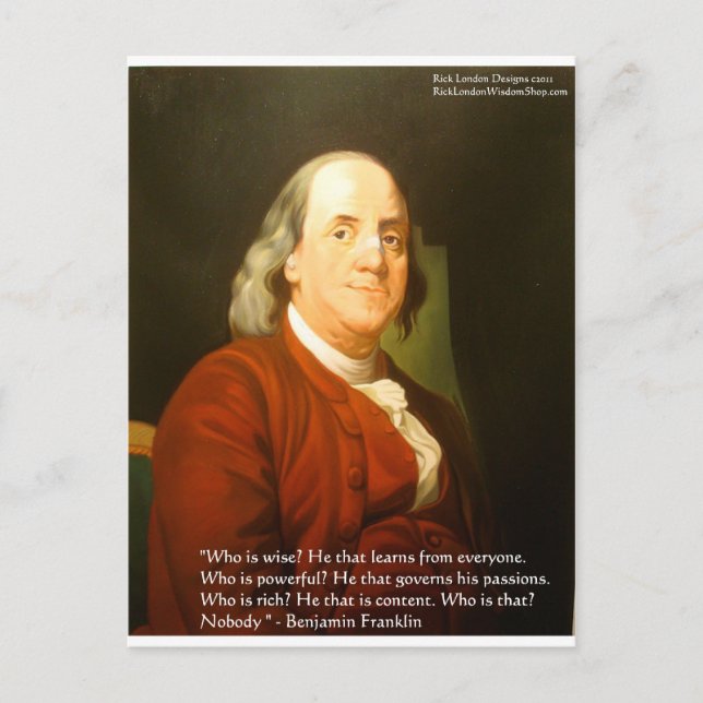 Ben Franklin (Vad är vis) Citat presenter & kort (Framsida)