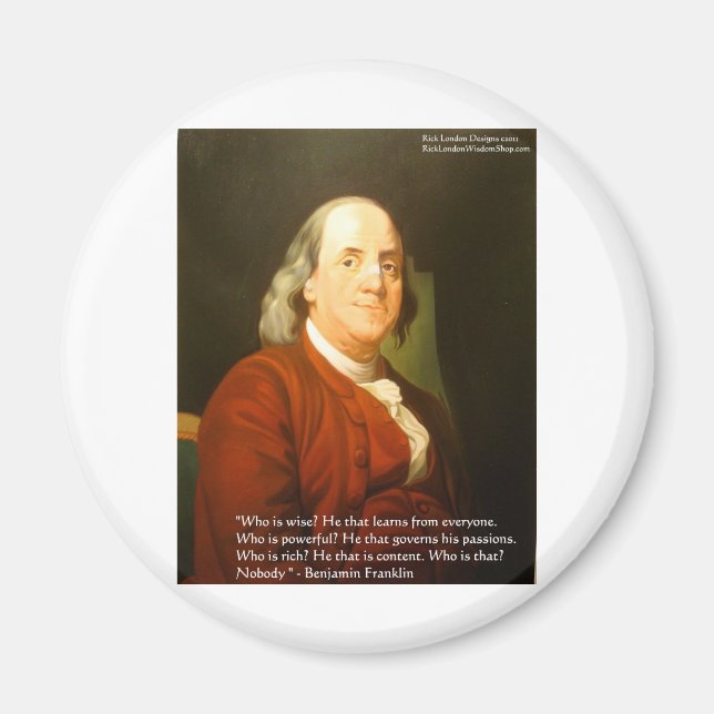 Ben Franklin (Vad är vis) Citatpresentkort och vyk Magnet (Framsidan)