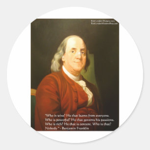 Ben Franklin (Vad är vis) Citatpresentkort och vyk Runt Klistermärke