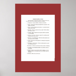 Ben Franklins 13 dygder Poster