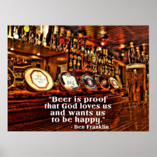 Ben Franklins Berömd Beer Quote Poster