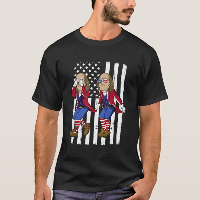 Ben Griddin 4:e juli Benjamin Franklin Griddy U T Shirt (Framsida)