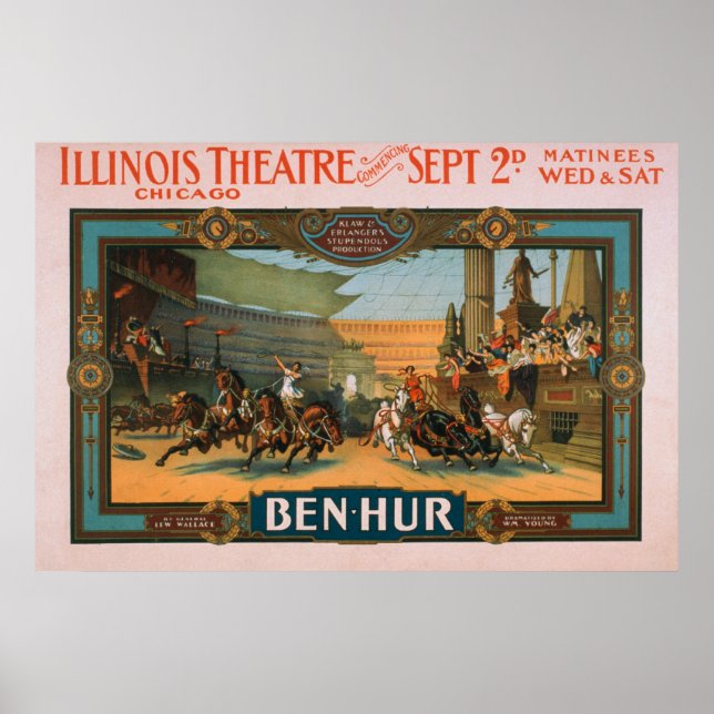 Ben-Hur på Chicago's Illinois Theater Poster (Framsidan)