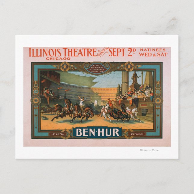 Ben-Hur på Chicago's Illinois Theater Poster Vykort (Framsida)