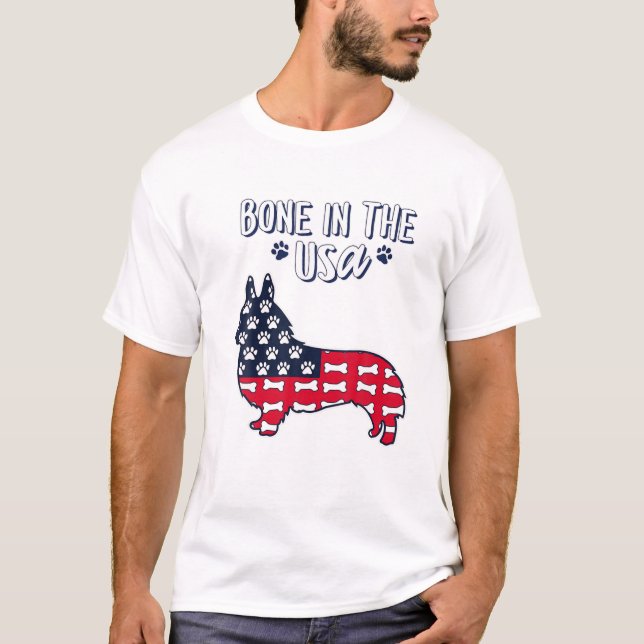 Ben i USA Corgi 4:e juli T Shirt (Framsida)