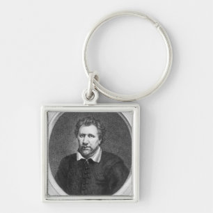 Ben Jonson Fyrkantig Silverfärgad Nyckelring