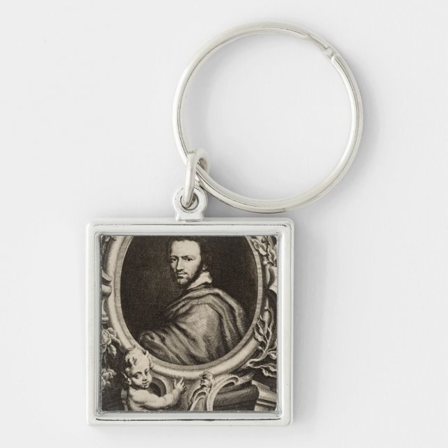 Ben Jonson Fyrkantig Silverfärgad Nyckelring (Framsidan)