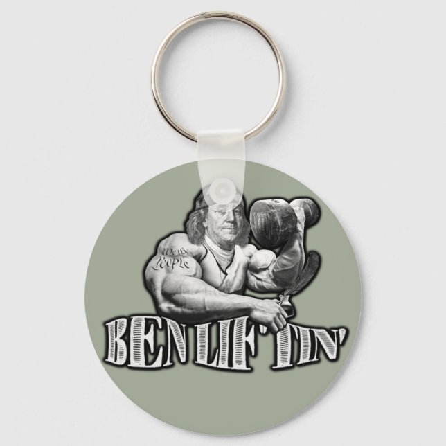 Ben Liftin Bodybuilding Ben Franklin Keychain Nyckelring (Framsida)