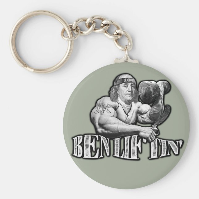 Ben Liftin Bodybuilding Ben Franklin Keychain Nyckelring (Framsidan)