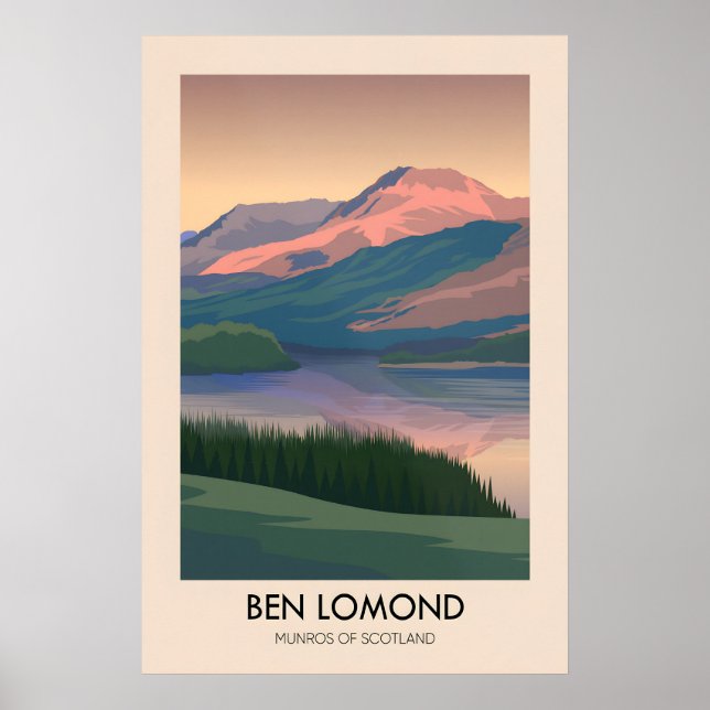 Ben Lomond Munros i Skottland Resa Affisch (Framsidan)