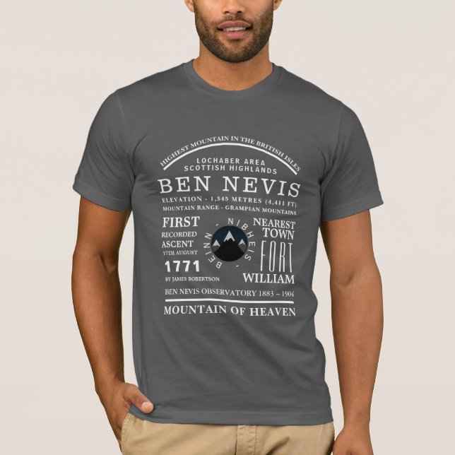 Ben Nevis, information om bergsexpedition T Shirt (Framsida)