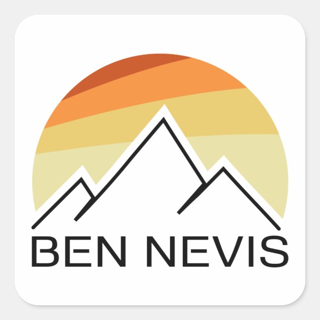 Ben Nevis Retro Fyrkantigt Klistermärke (Framsida)