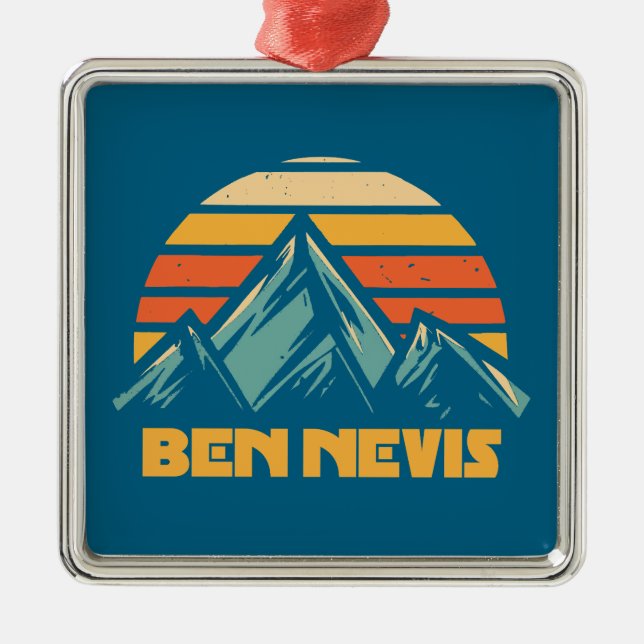 Ben Nevis Retro Turkos Julgransprydnad Metall (Framsidan)