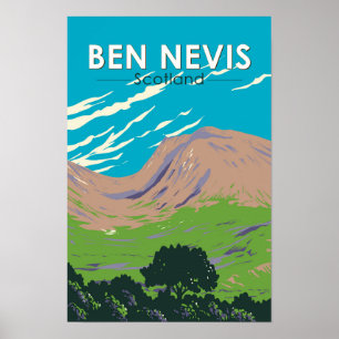 Ben Nevis Skottland Resa Konst Vintage Poster