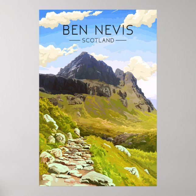 Ben Nevis Skottland Reseskylt Dag Poster (Framsidan)