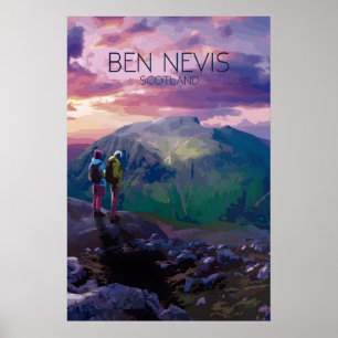 Ben Nevis Skottland Reseskylt Natt Poster