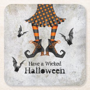 Ben och Fladdermus Wicked Halloween Underlägg Papper Kvadrat