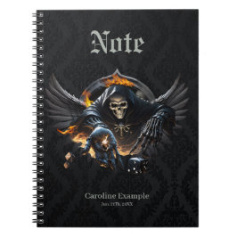 Ben och magi, skelett med den mystiska dice. anteckningsbok