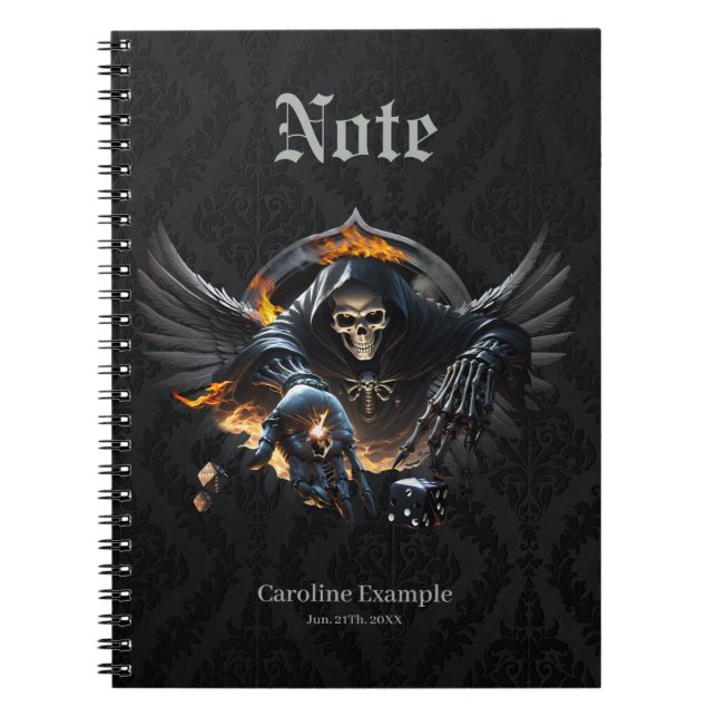 Ben och magi, skelett med den mystiska dice. anteckningsbok (Framsidan)