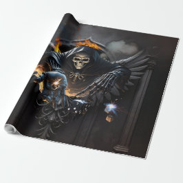 Ben och magi, skelett med den mystiska dice. presentpapper