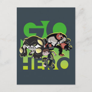 Ben Tennyson, Cannonbolt och Fyra Armar - Go Hero Inbjudan Vykort