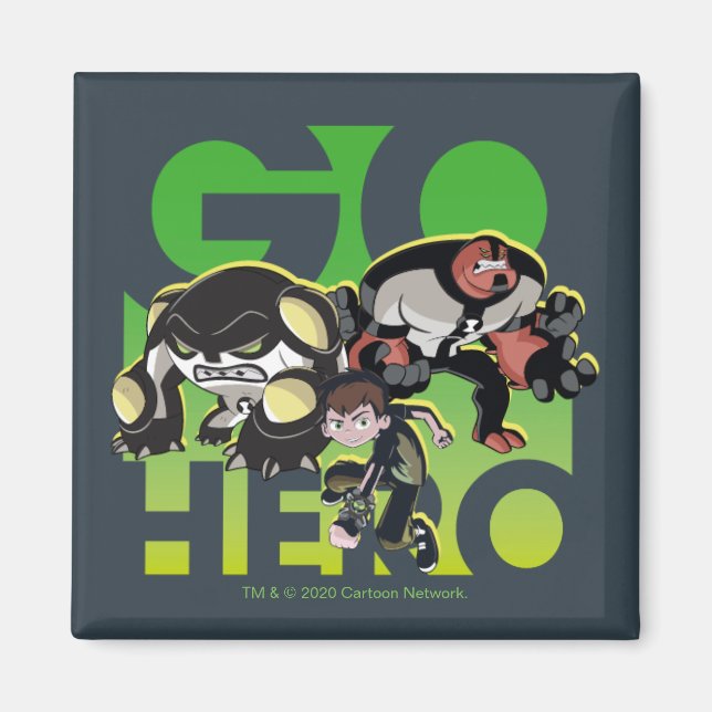 Ben Tennyson, Cannonbolt och Fyra Armar - Go Hero Magnet (Framsidan)