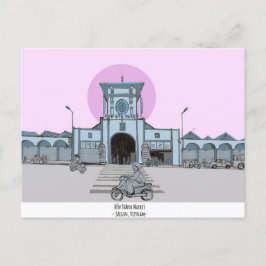 Ben Thanh Market Saigon Vietnam Illustration Vykort