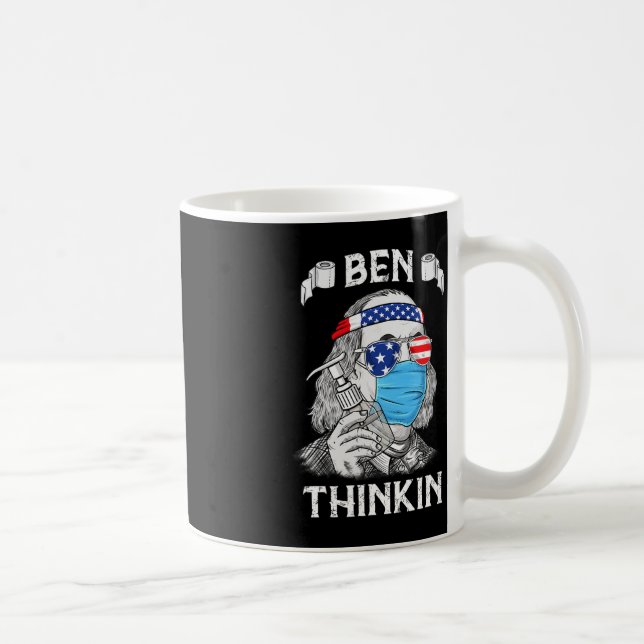 Ben Thinkin 4:e juli Roligt Benjamin Franklin Patr Kaffemugg (Höger)