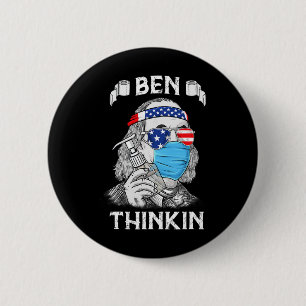 Ben Thinkin 4:e juli Roligt Benjamin Franklin Patr Knapp