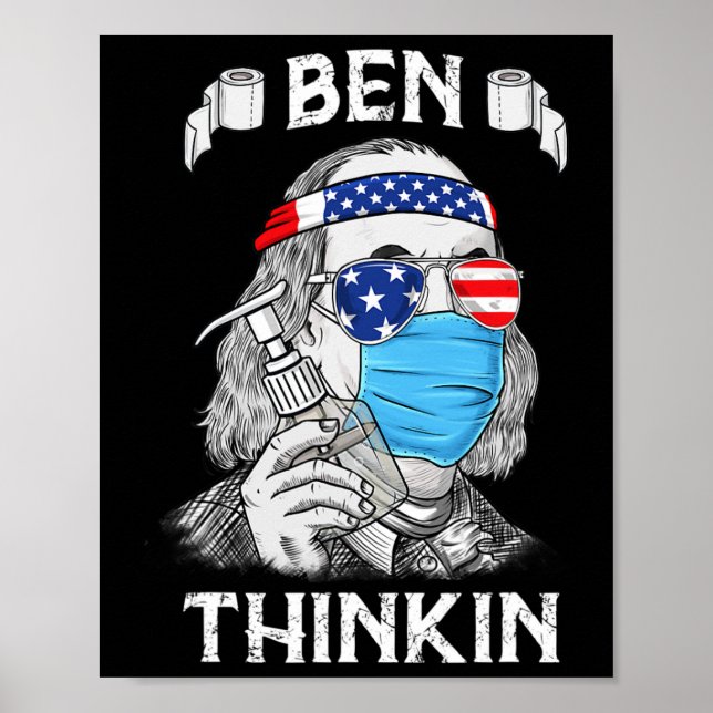 Ben Thinkin 4:e juli Roligt Benjamin Franklin Patr Poster (Framsidan)