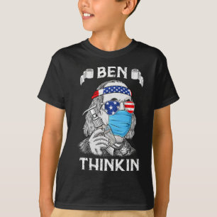 Ben Thinkin 4:e juli Roligt Benjamin Franklin Patr T Shirt