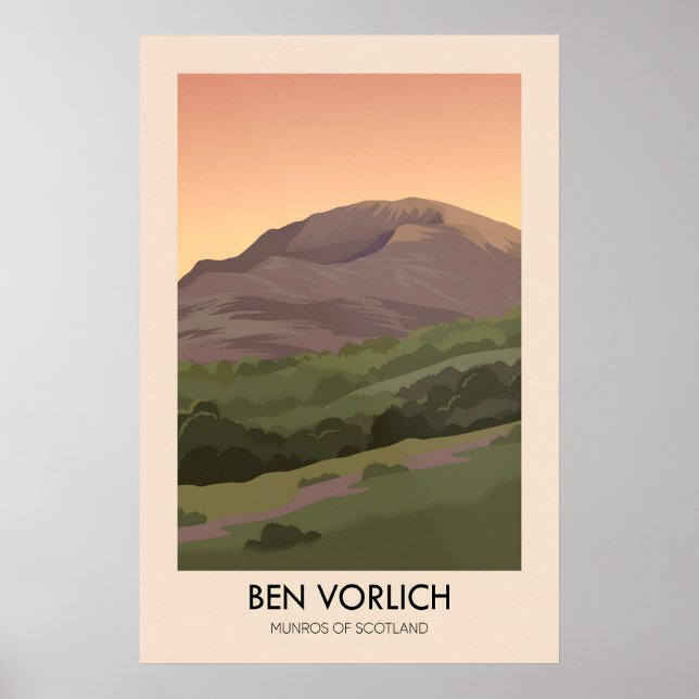 Ben Vorlich Munros i Skottland Reseskylt Poster (Framsidan)