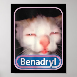 Benadryl Meme Cat Funny Cat Lovers Cat Mamma Cat P Poster