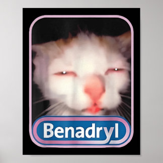 Benadryl Meme Cat Funny Cat Lovers Cat Mamma Cat P Poster