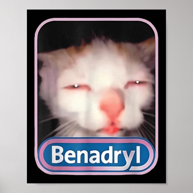 Benadryl Meme Cat Funny Cat Lovers Cat Mamma Cat P Poster (Framsidan)