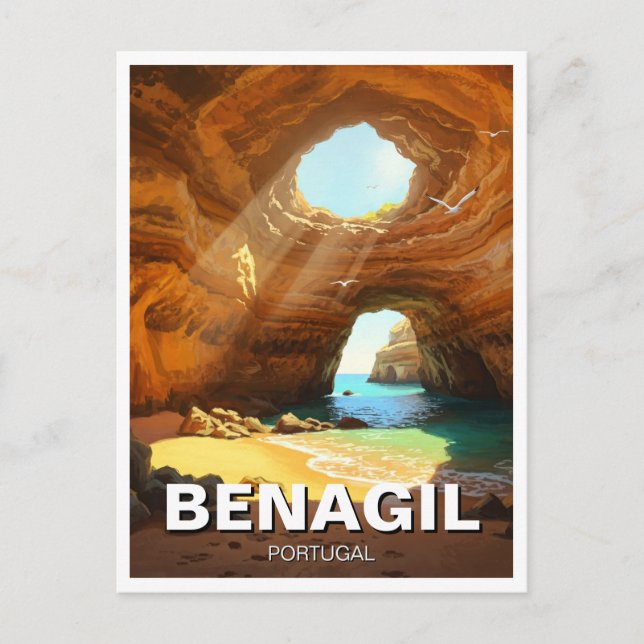 Benagil Caves Algarve Portugal Postcard Vykort (Framsida)
