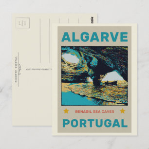 Benagil caves illustration Algarve Portugal Vykort