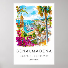 Benalmadena Akvarell 1 Poster