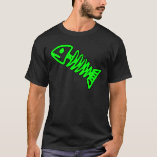 Benar ur den skelett- skallen för den döda fiske tee shirt