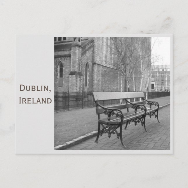 Bench at St Patrick's Cathedral, Dublin, Irland Vykort (Framsida)